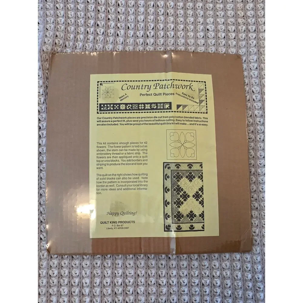 NOS VTG Quilt King 504 pieces Country Patchwork Quilting Kit Granny Cottagecore